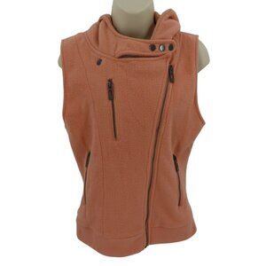 Thanth Womens Small Peach Pink Fleece Sleeveless Motorcycle Hooded Vest Coat